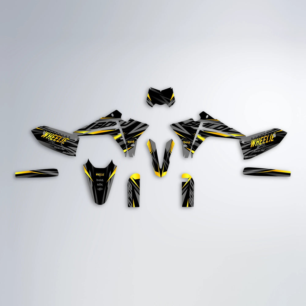 RETAIN Fantic graphics kit parts layout in Yellow