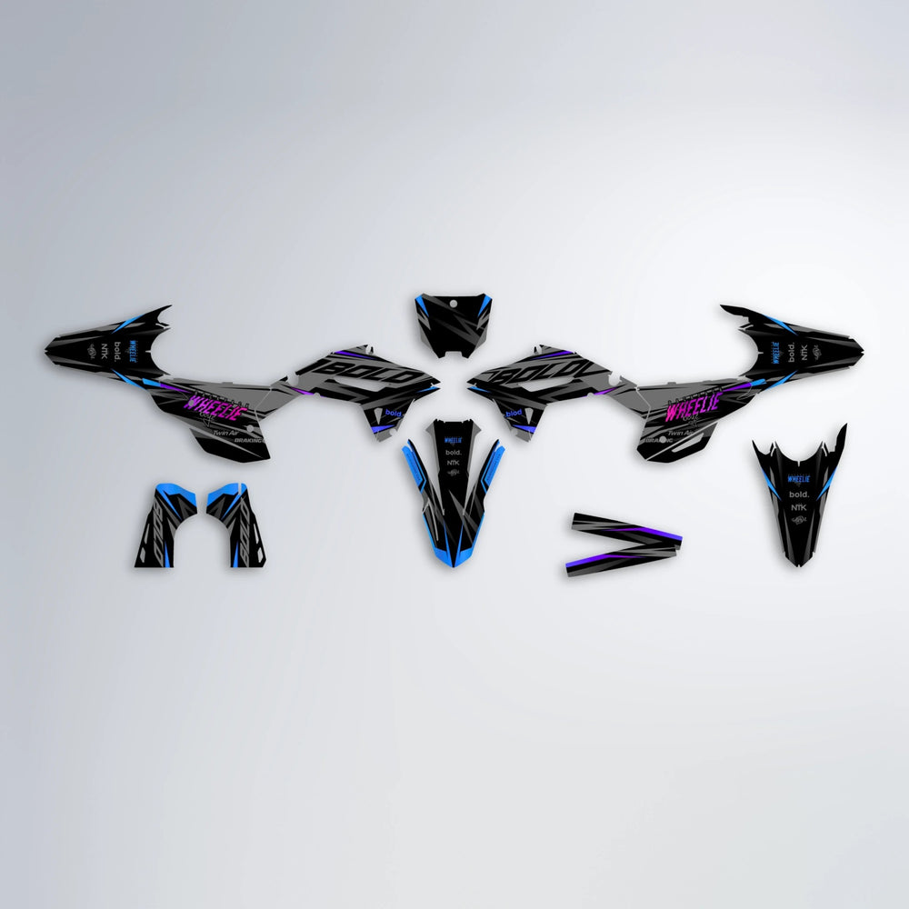 RETAIN Honda graphics kit parts layout in Blue Purple Fade