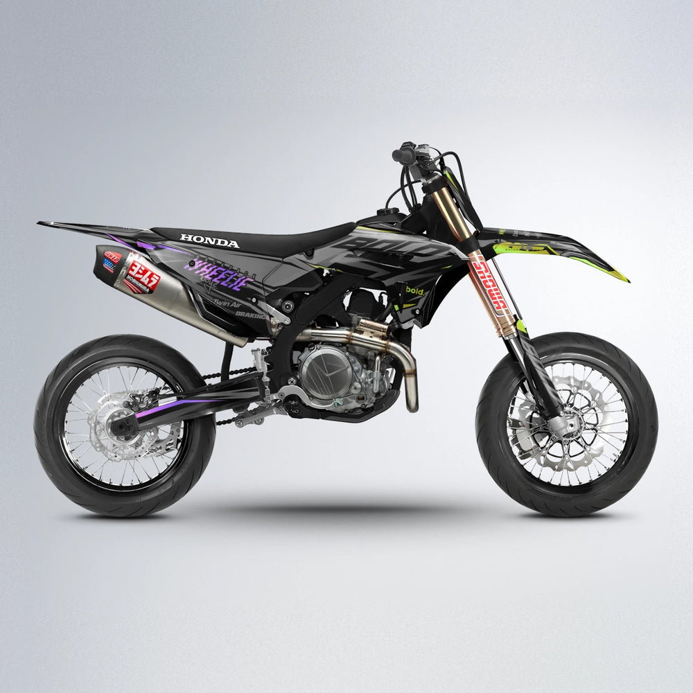 RETAIN Honda supermoto graphics kit in Purple & Yellow