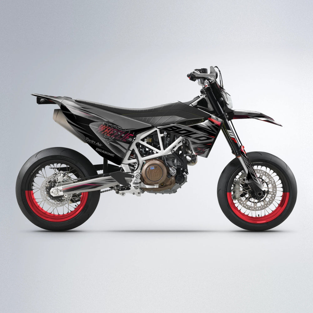 RETAIN Husqvarna 701 supermoto graphics kit in Black & Red