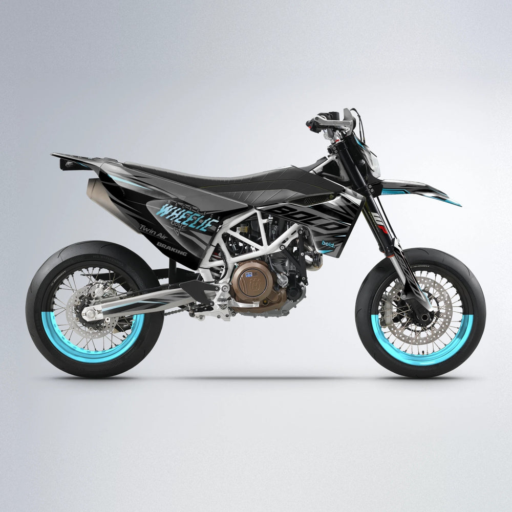 RETAIN Husqvarna 701 supermoto graphics kit in Light Blue & White