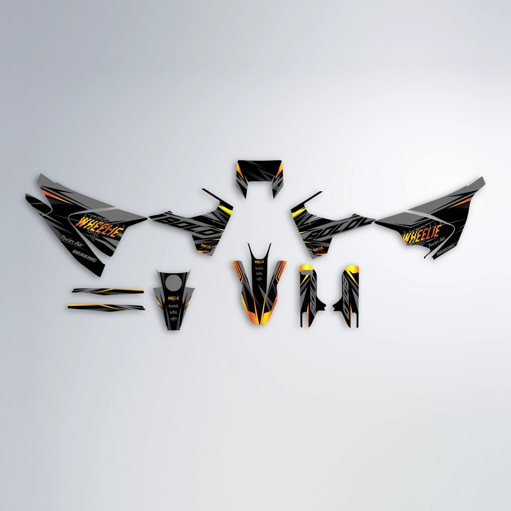 RETAIN Husqvarna 701 graphics kit parts layout in Orange & Yellow