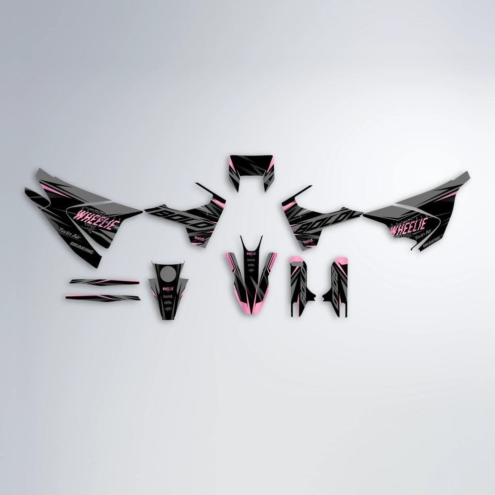 RETAIN Husqvarna 701 graphics kit parts layout in Sakura Pink