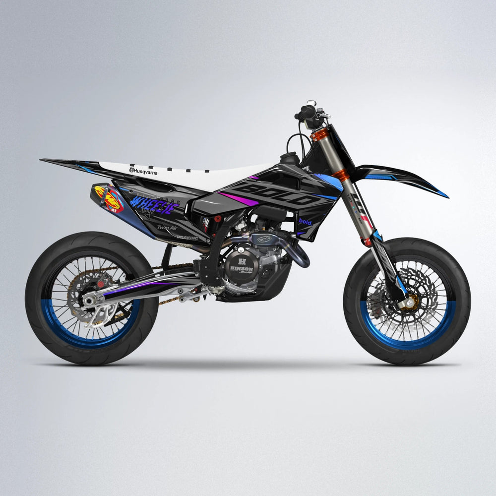 RETAIN Husqvarna FE/TE supermoto graphics kit in Blue Purple Fade