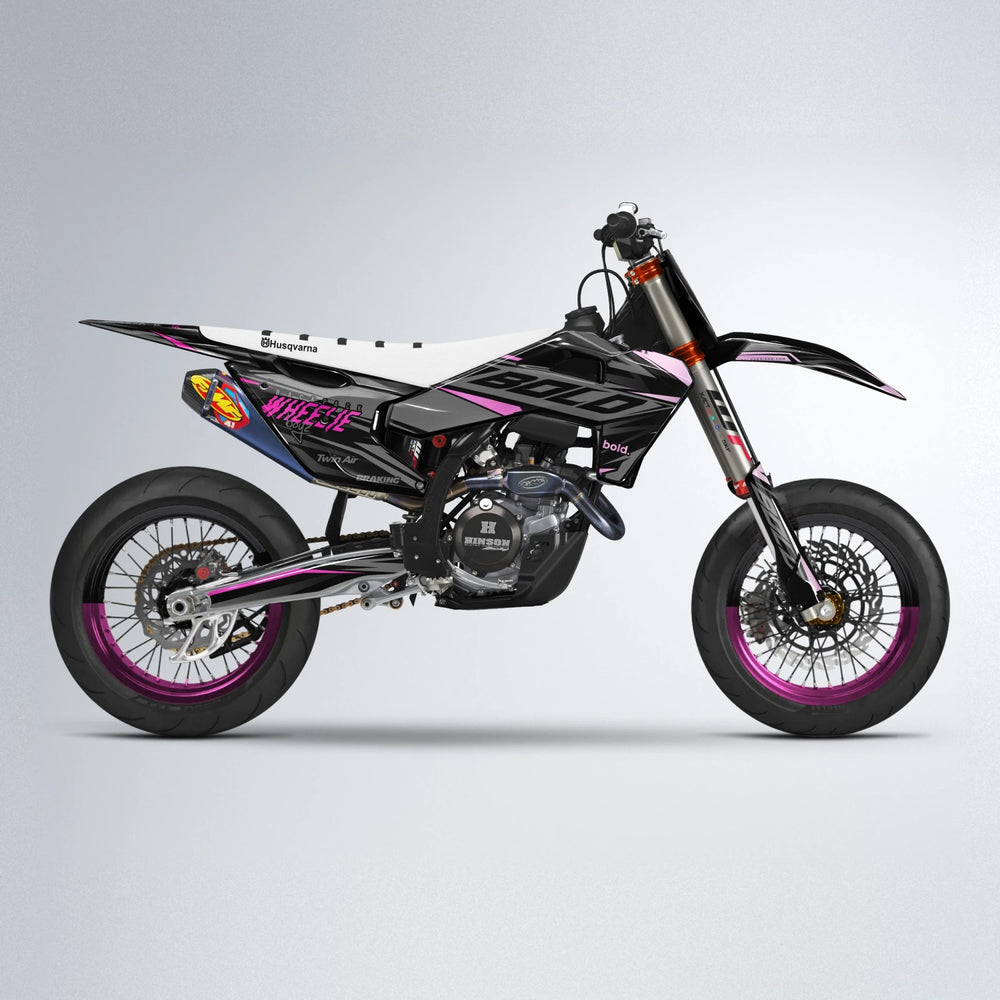 RETAIN Husqvarna FE/TE supermoto graphics kit in Flamingo