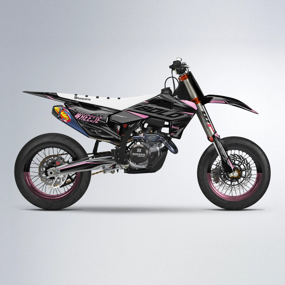 RETAIN Husqvarna FE/TE supermoto graphics kit in Sakura Pink
