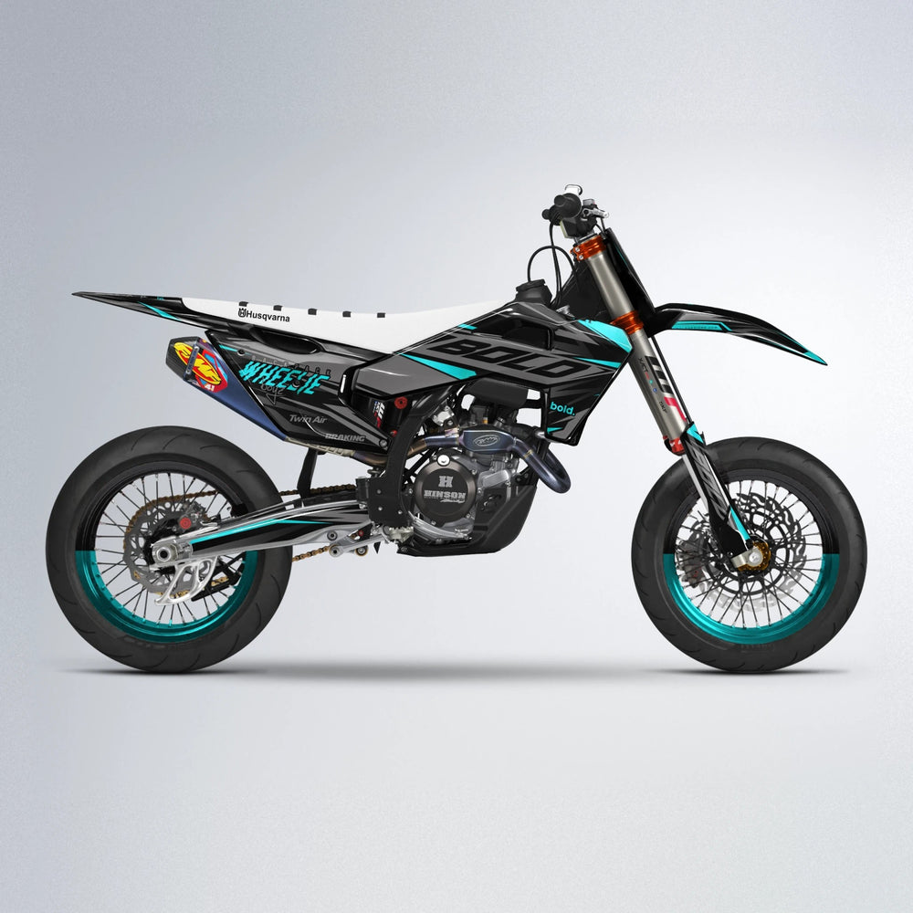 RETAIN Husqvarna FE/TE supermoto graphics kit in Teal