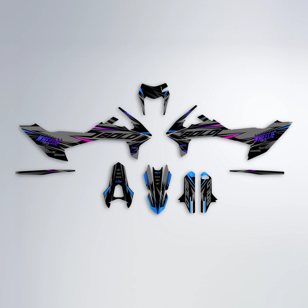 RETAIN KTM SMC 690 graphics kit parts layout in Blue Purple Fade