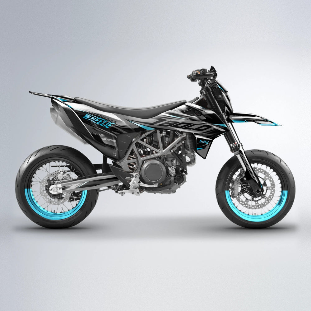 RETAIN KTM SMC 690 supermoto graphics kit in Light Blue & White