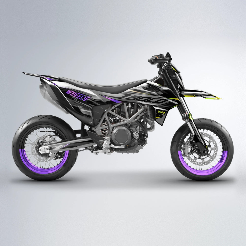 RETAIN KTM SMC 690 supermoto graphics kit in Purple & Yellow