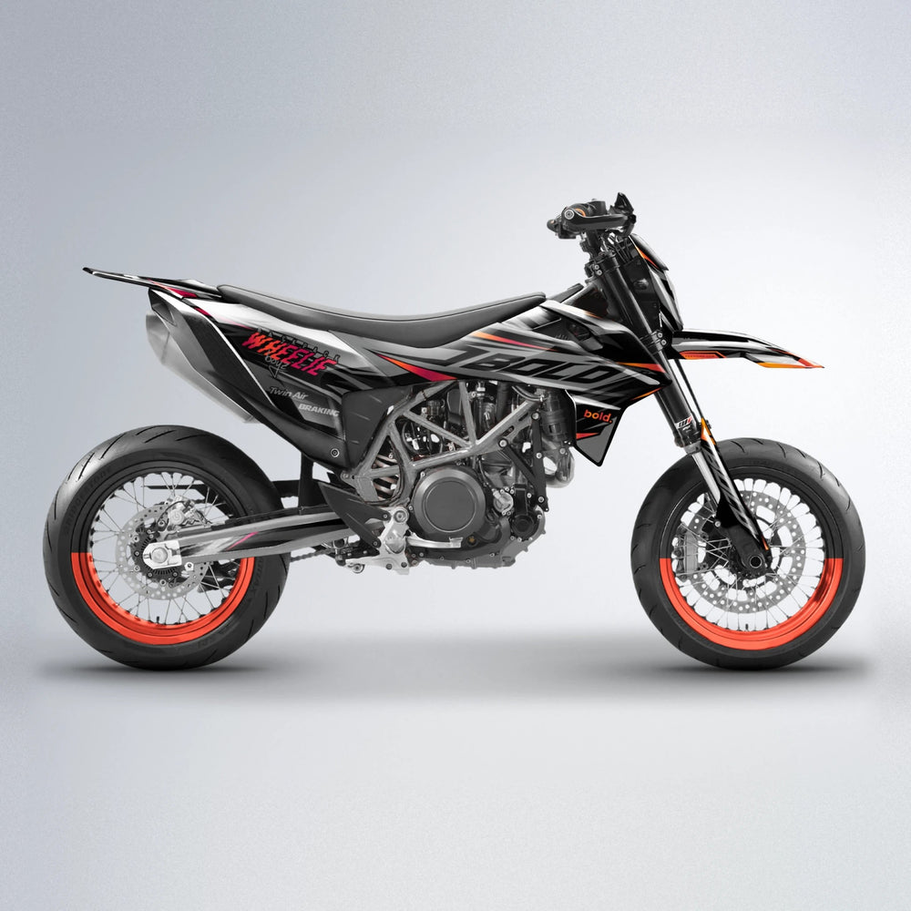 RETAIN KTM SMC 690 supermoto graphics kit in Red & Orange