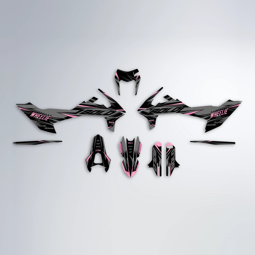 RETAIN KTM SMC 690 graphics kit parts layout in Sakura Pink