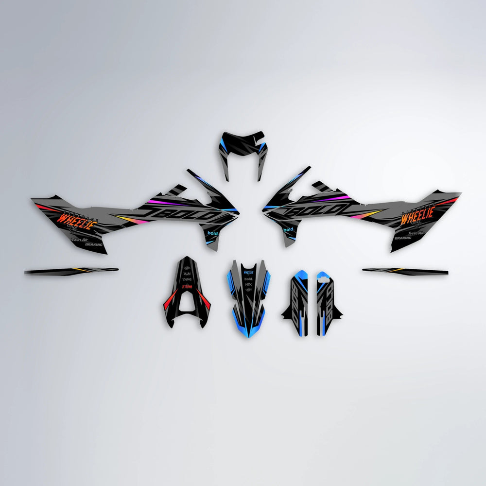 RETAIN KTM SMC 690 graphics kit parts layout in Sunset Fade