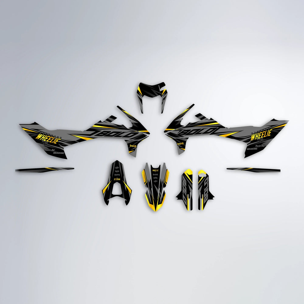 RETAIN KTM SMC 690 graphics kit parts layout in Yellow