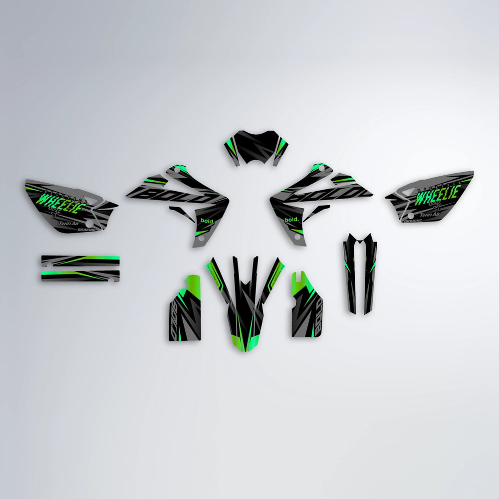 RETAIN Rieju MRT graphics kit parts layout in Green
