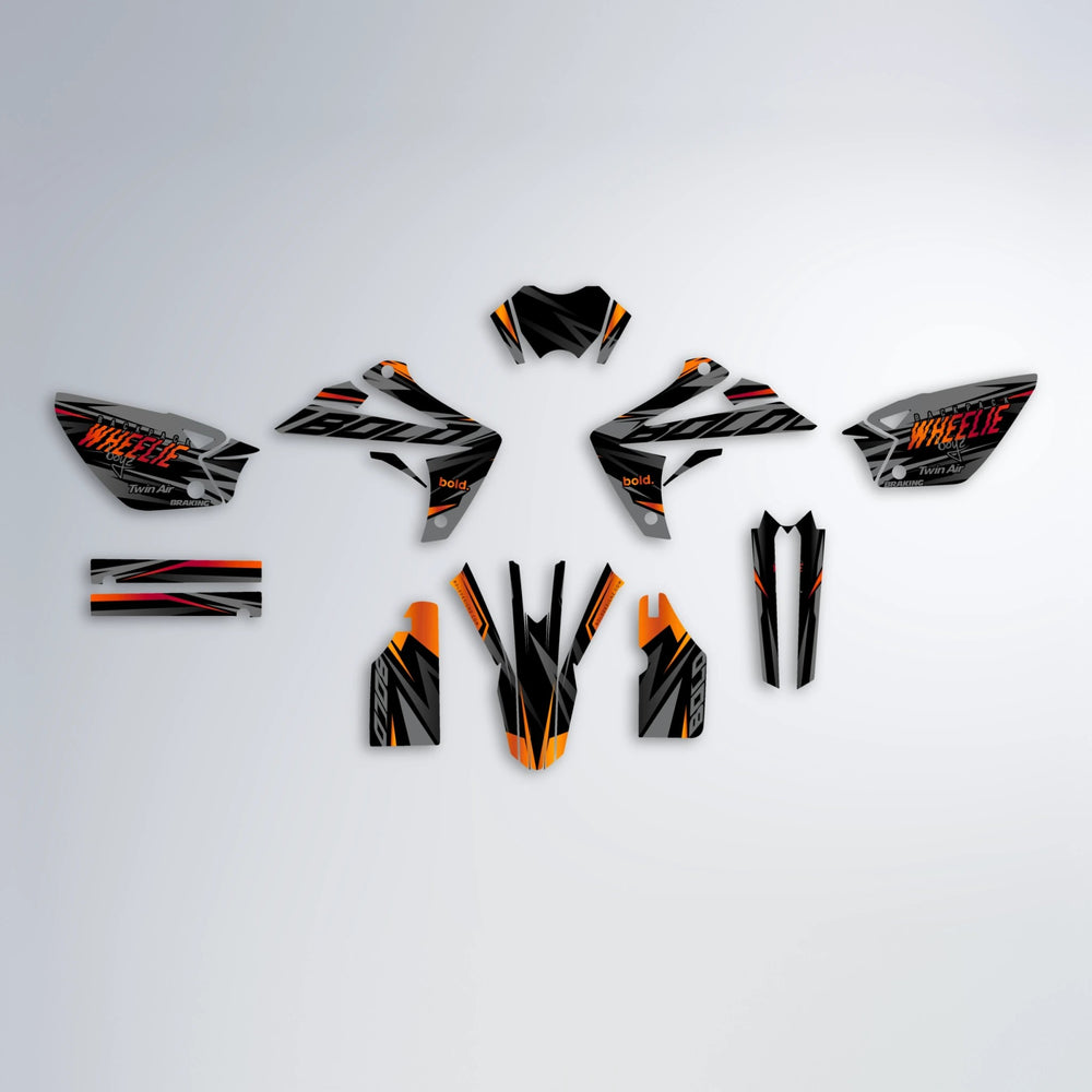 RETAIN Rieju MRT graphics kit parts layout in Red & Orange