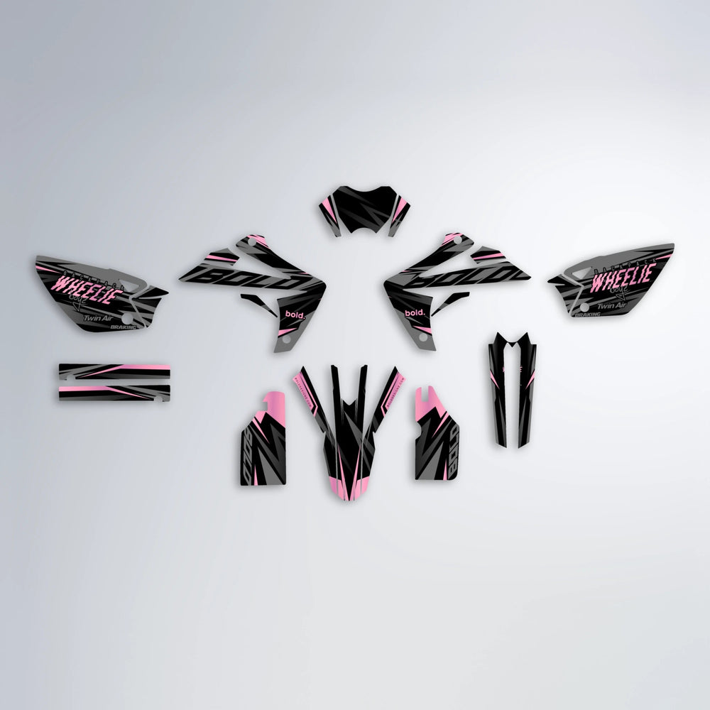 RETAIN Rieju MRT graphics kit parts layout in Sakura Pink