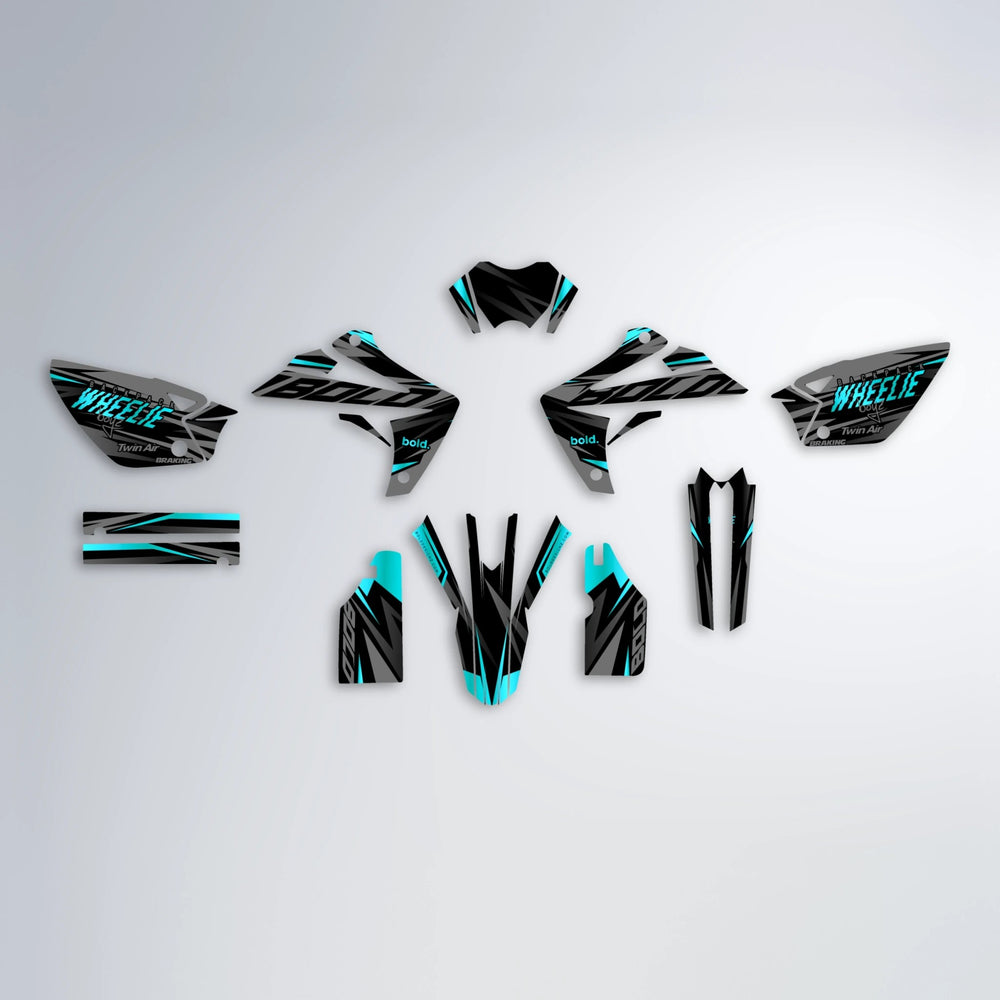 RETAIN Rieju MRT graphics kit parts layout in Teal