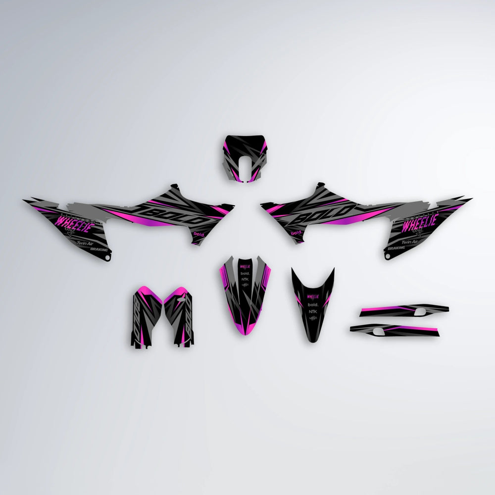 RETAIN Stark Varg MX graphics kit parts layout in Pink