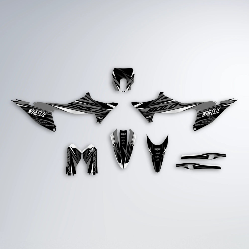 RETAIN Stark Varg MX graphics kit parts layout in White
