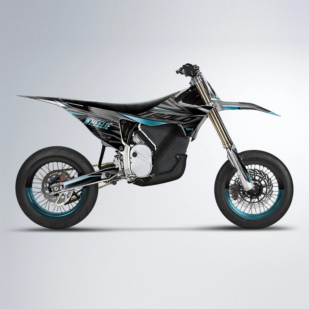 RETAIN Stark Varg SM supermoto graphics kit in Light Blue & White