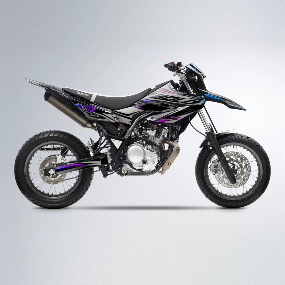 RETAIN Yamaha WR 125X supermoto graphics kit in Blue Purple Fade