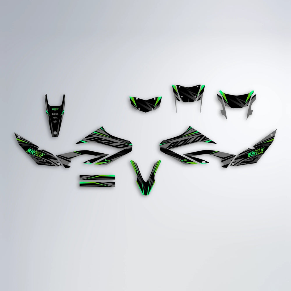 RETAIN Yamaha WR 125X graphics kit parts layout in Green