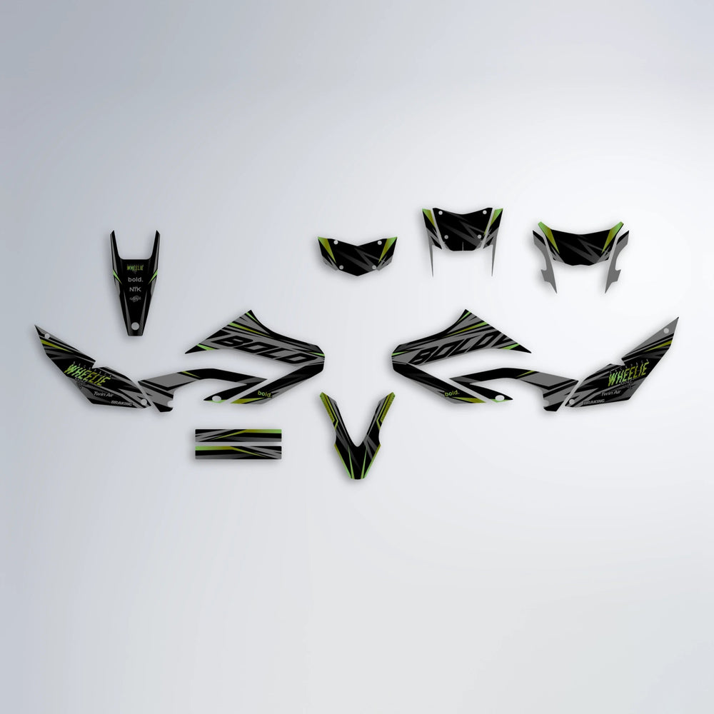RETAIN Yamaha WR 125X graphics kit parts layout in Olive
