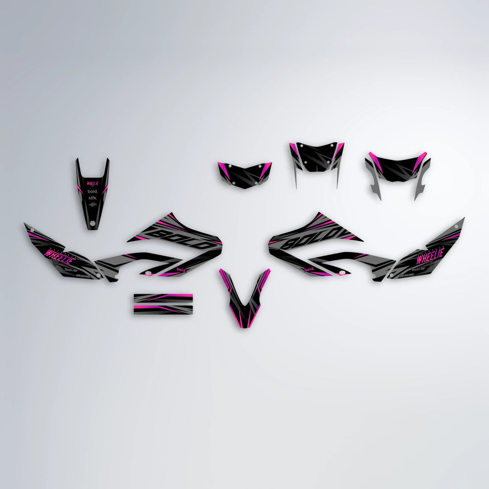 RETAIN Yamaha WR 125X graphics kit parts layout in Pink