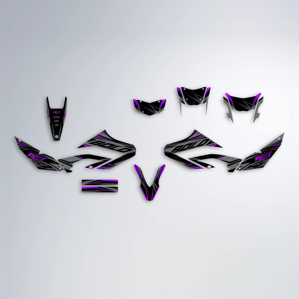 RETAIN Yamaha WR 125X graphics kit parts layout in Purple
