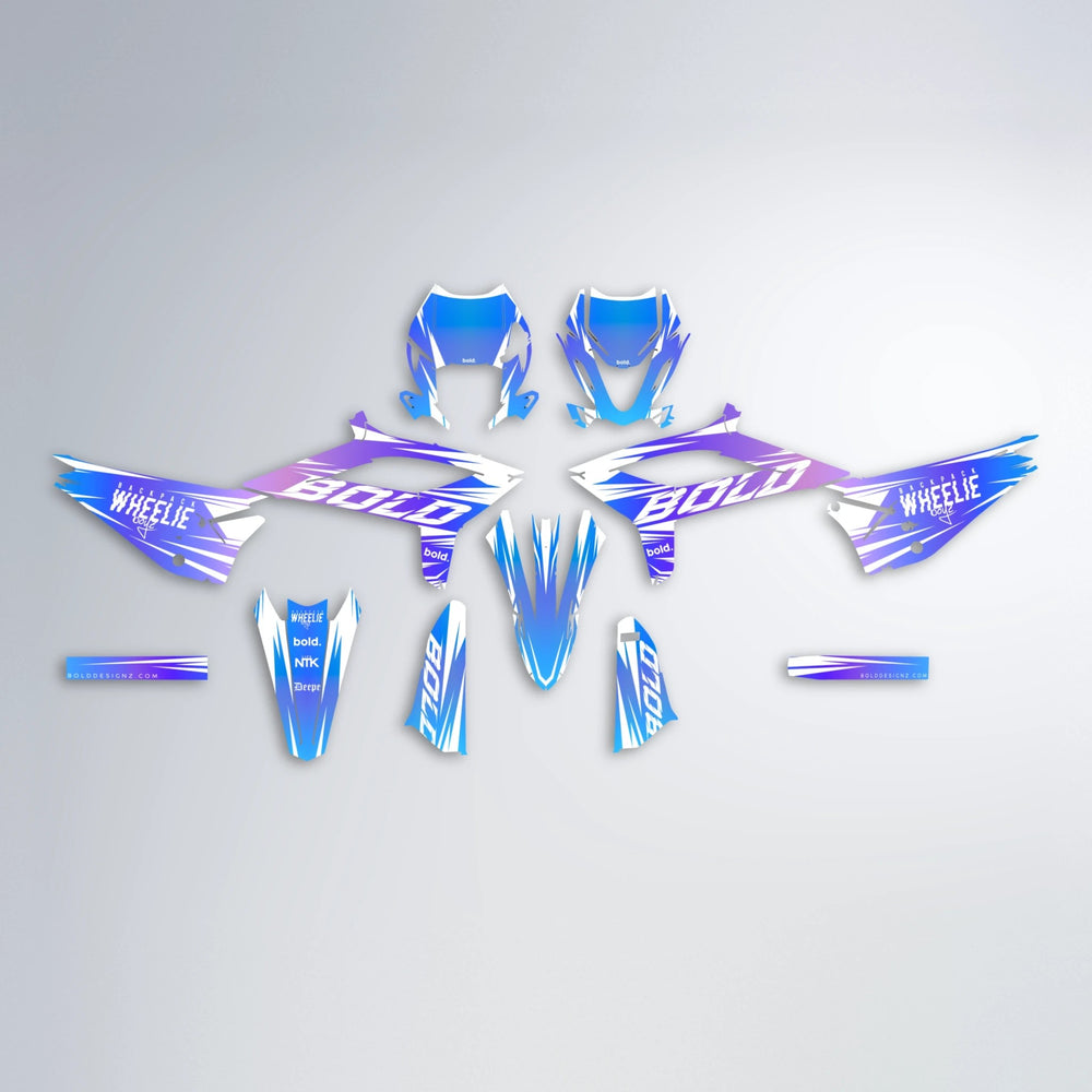 RETRO Beta graphics kit parts layout in Blue Purple Fade