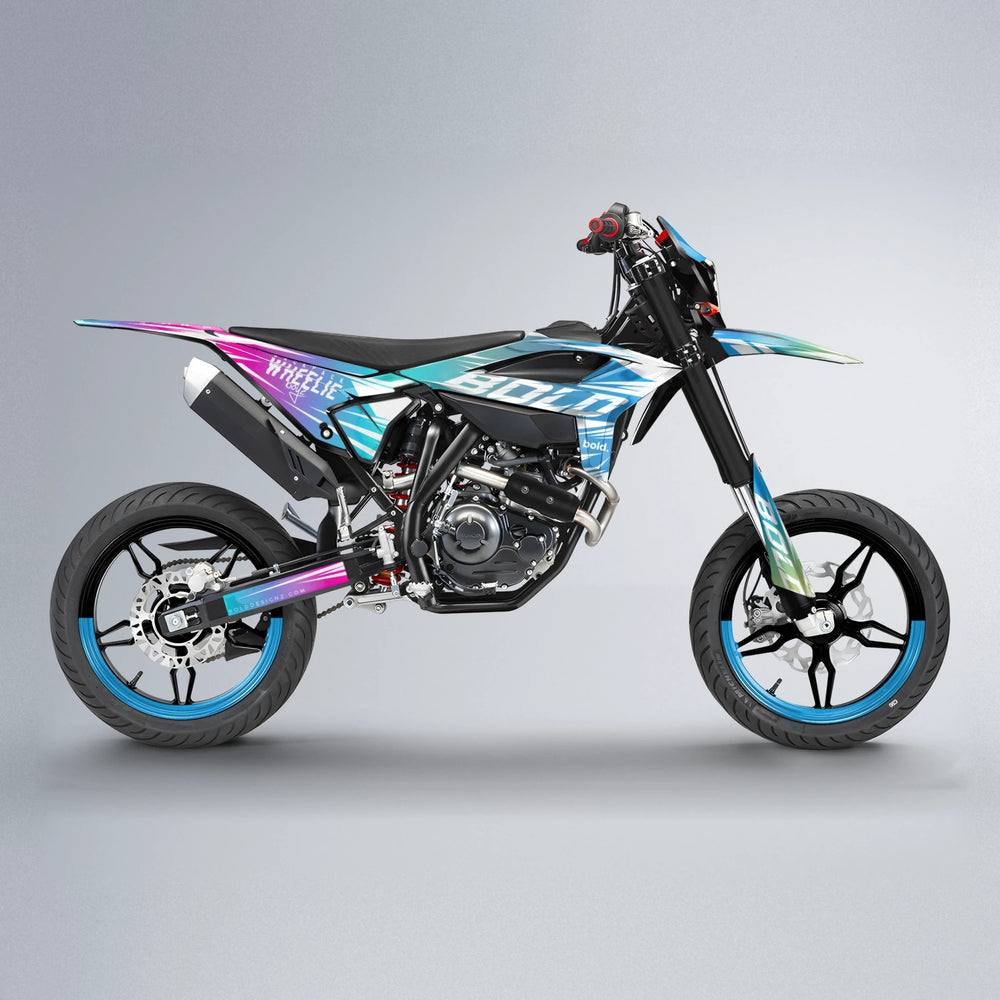 RETRO Beta supermoto graphics kit in Pink & Light Blue