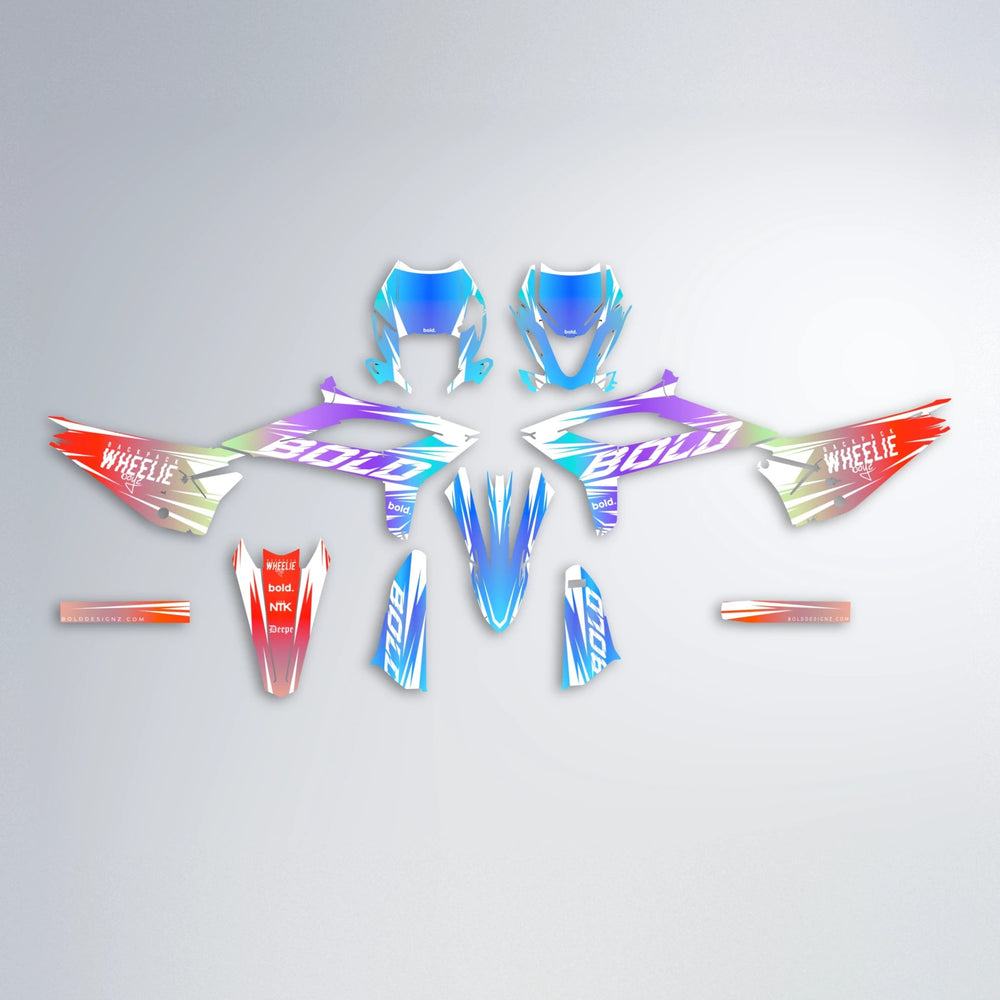 RETRO Beta graphics kit parts layout in Sunset Fade