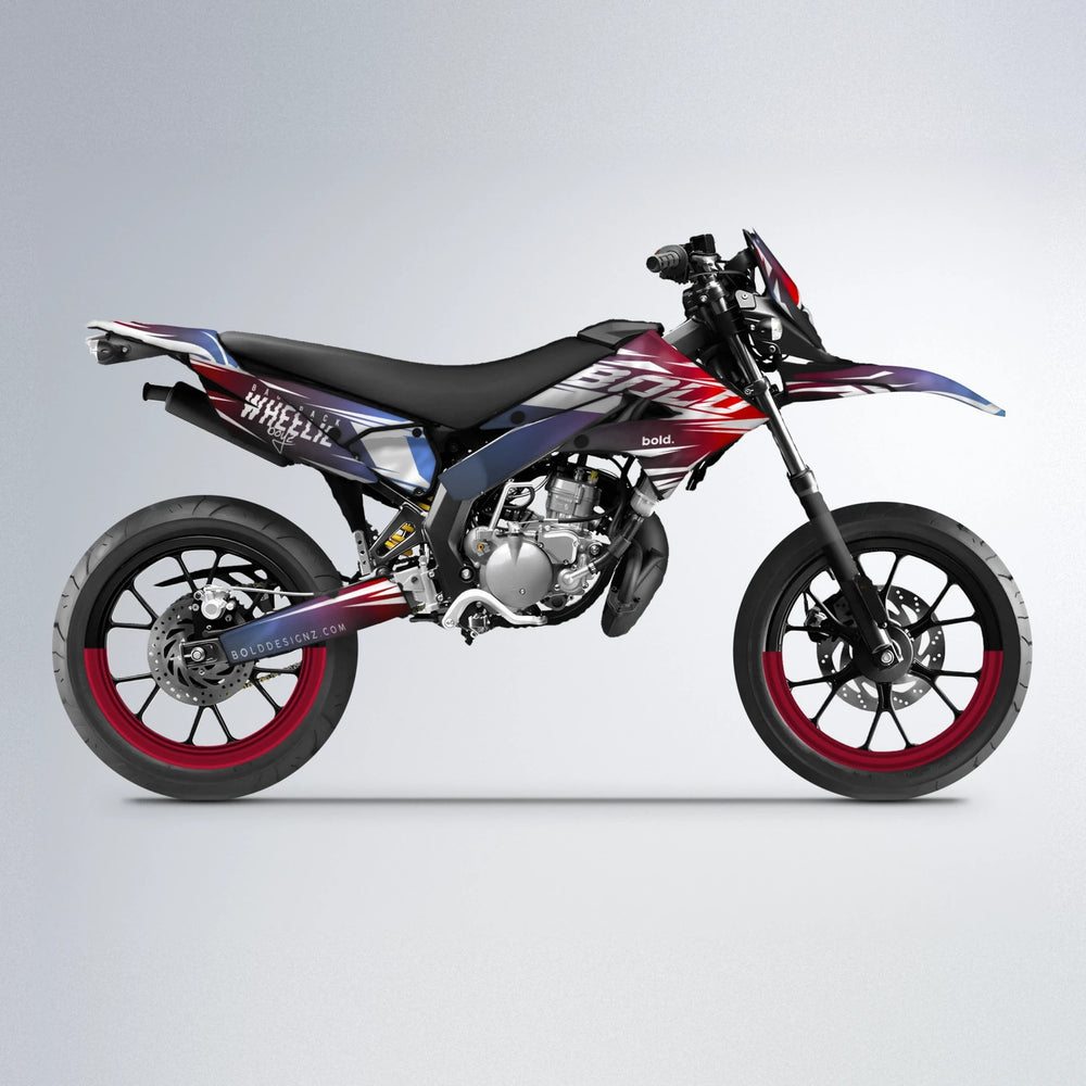 RETRO Derbi Senda supermoto graphics kit in Black & Red