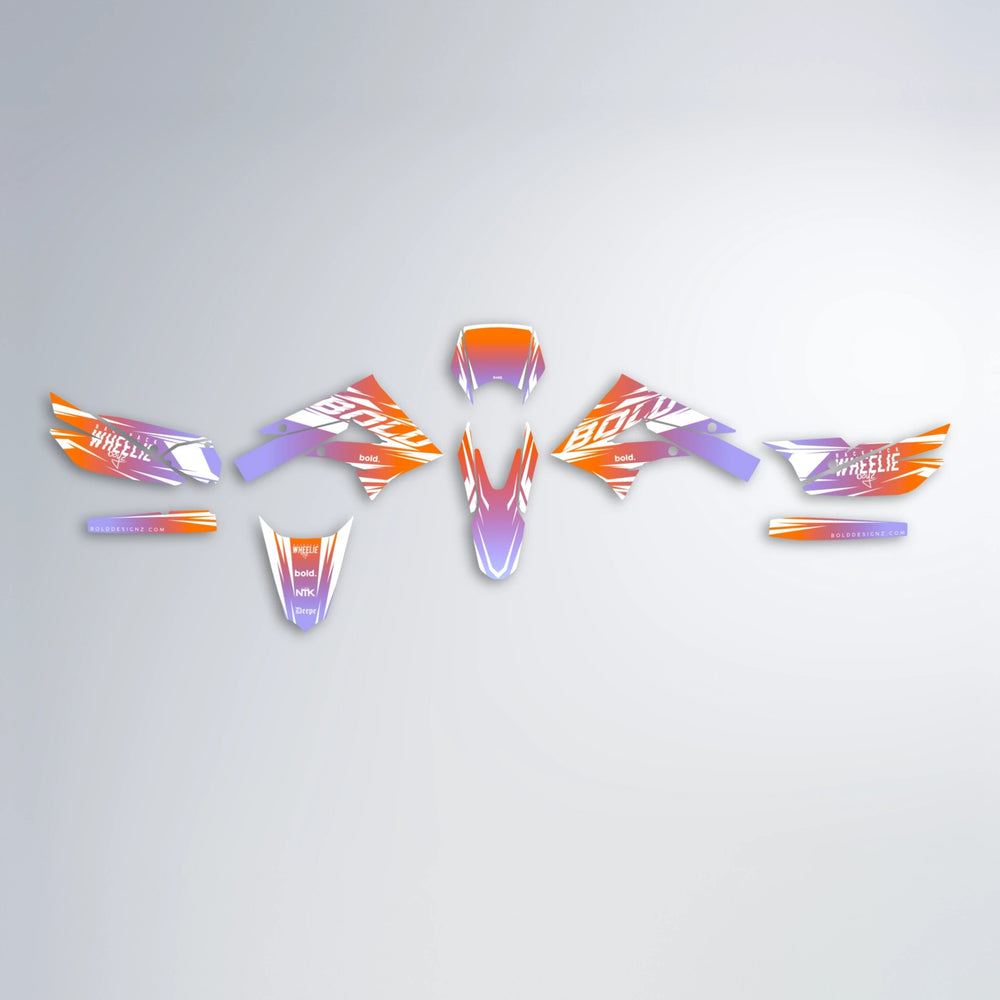 RETRO Derbi Senda graphics kit parts layout in Orange