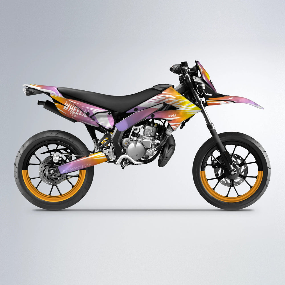 RETRO Derbi Senda supermoto graphics kit in Orange & Yellow