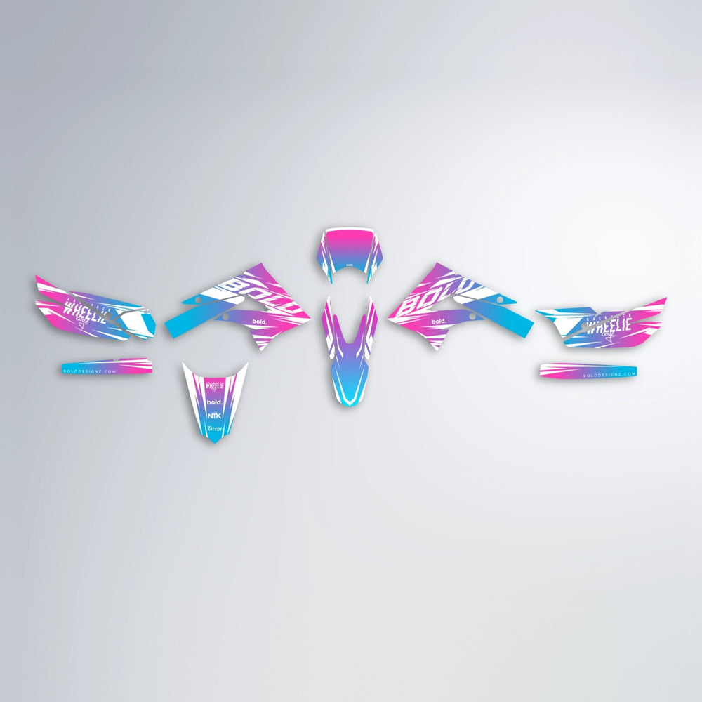 RETRO Derbi Senda graphics kit parts layout in Pink