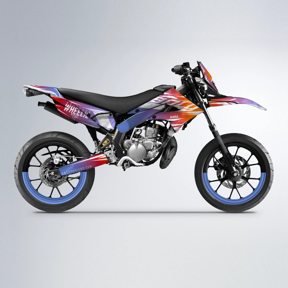 RETRO Derbi Senda supermoto graphics kit in Red & Orange