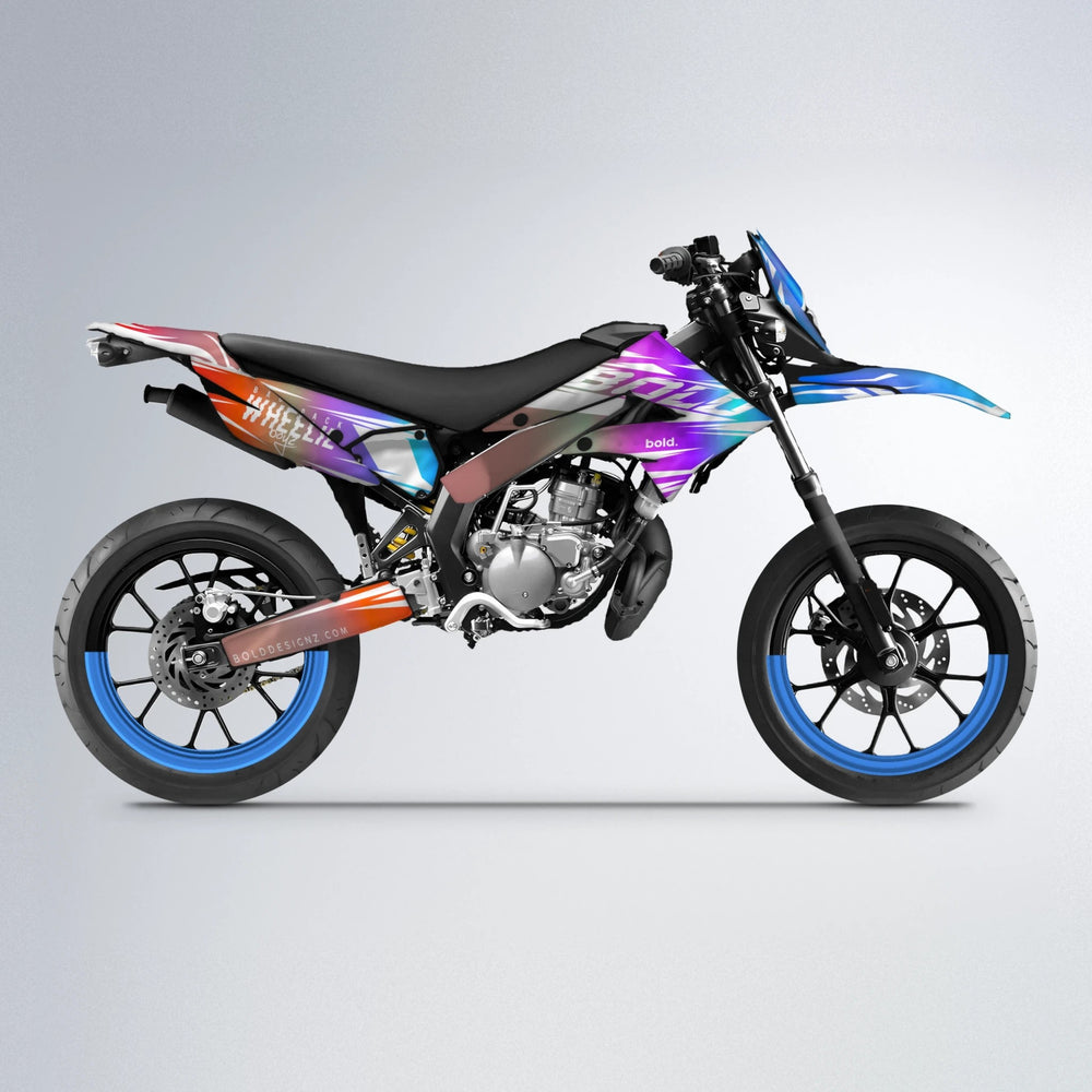 RETRO Derbi Senda supermoto graphics kit in Sunset Fade