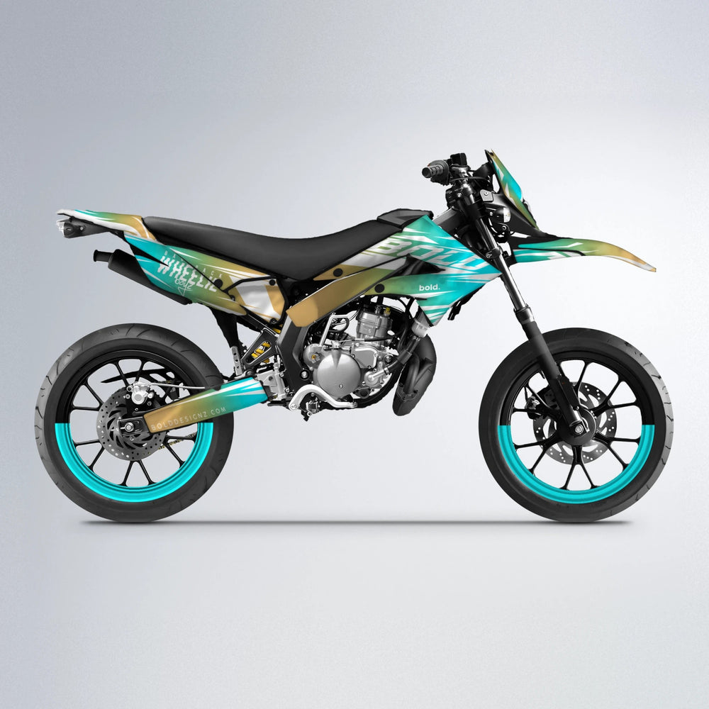 RETRO Derbi Senda supermoto graphics kit in Teal