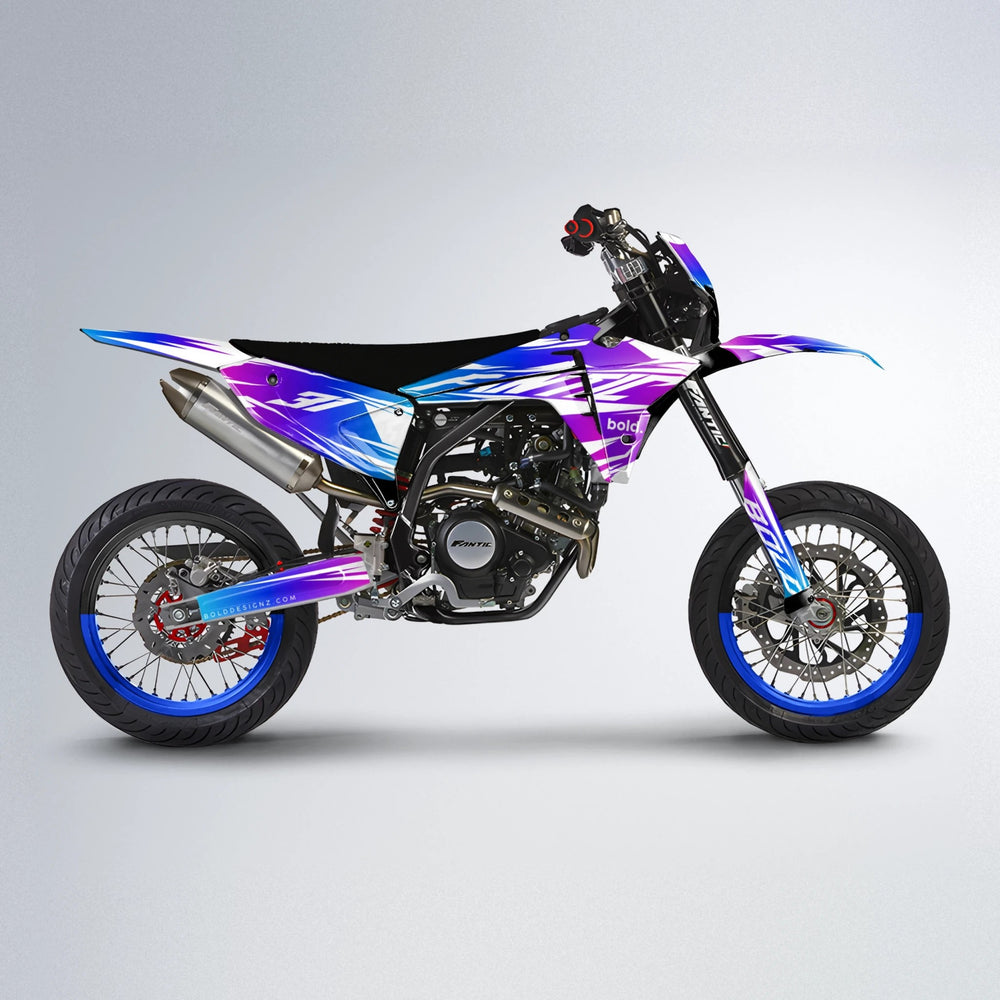 RETRO Fantic supermoto graphics kit in Blue