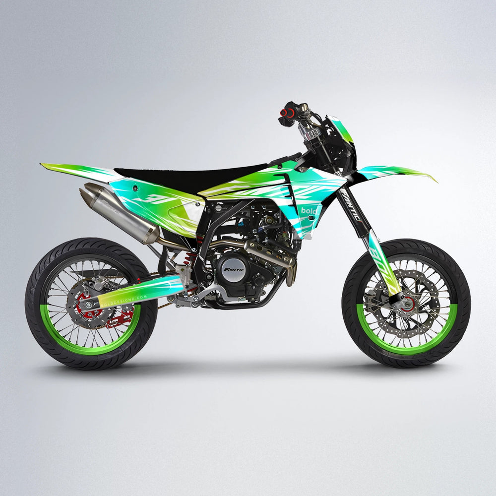 RETRO Fantic supermoto graphics kit in Green