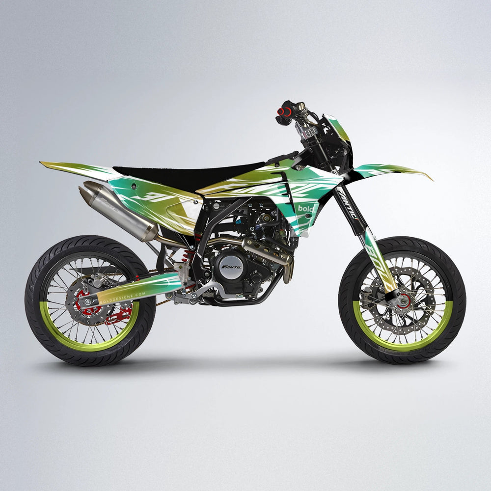 RETRO Fantic supermoto graphics kit in Olive