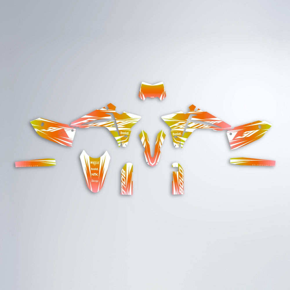 RETRO Fantic graphics kit parts layout in Orange