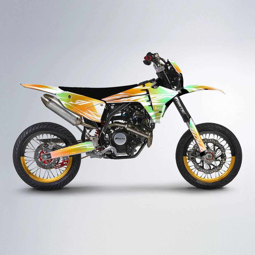 RETRO Fantic supermoto graphics kit in Orange & Yellow
