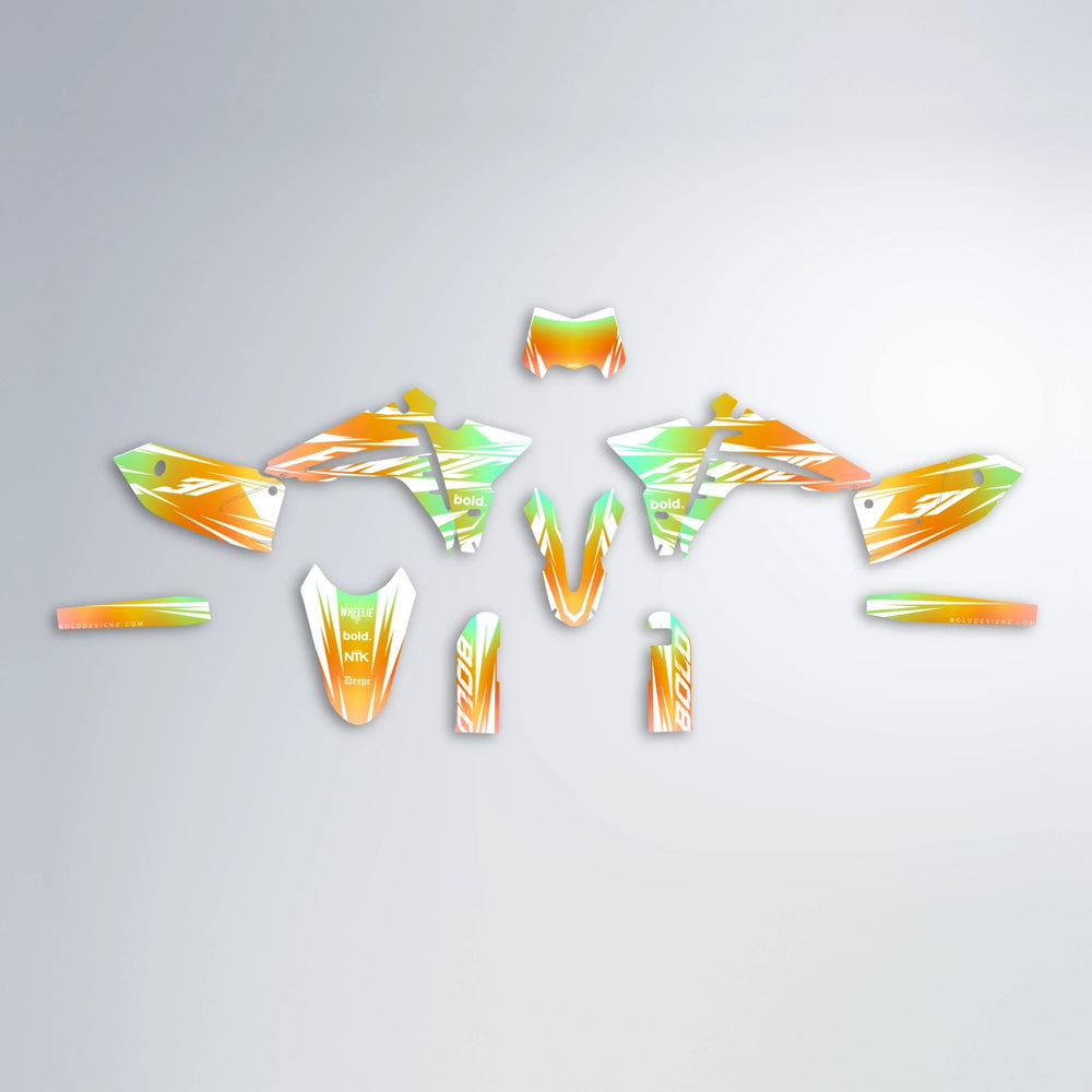 RETRO Fantic graphics kit parts layout in Orange & Yellow
