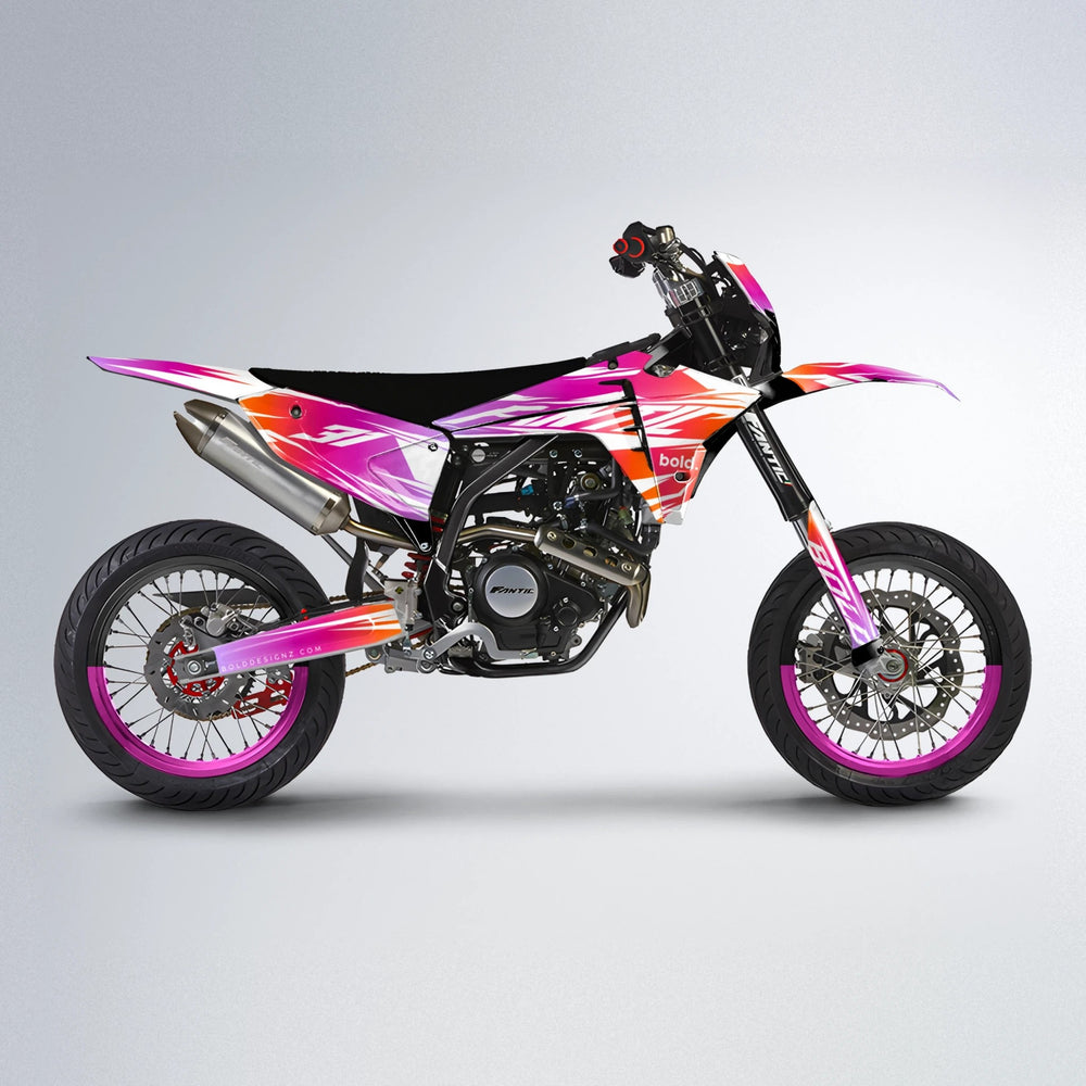 RETRO Fantic supermoto graphics kit in Pink