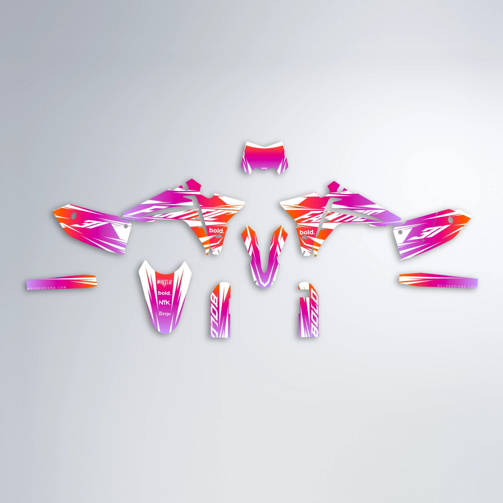 RETRO Fantic graphics kit parts layout in Pink