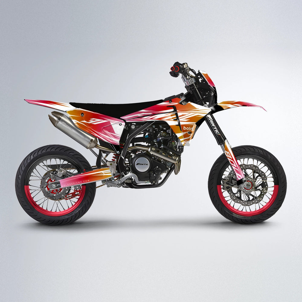 RETRO Fantic supermoto graphics kit in Red