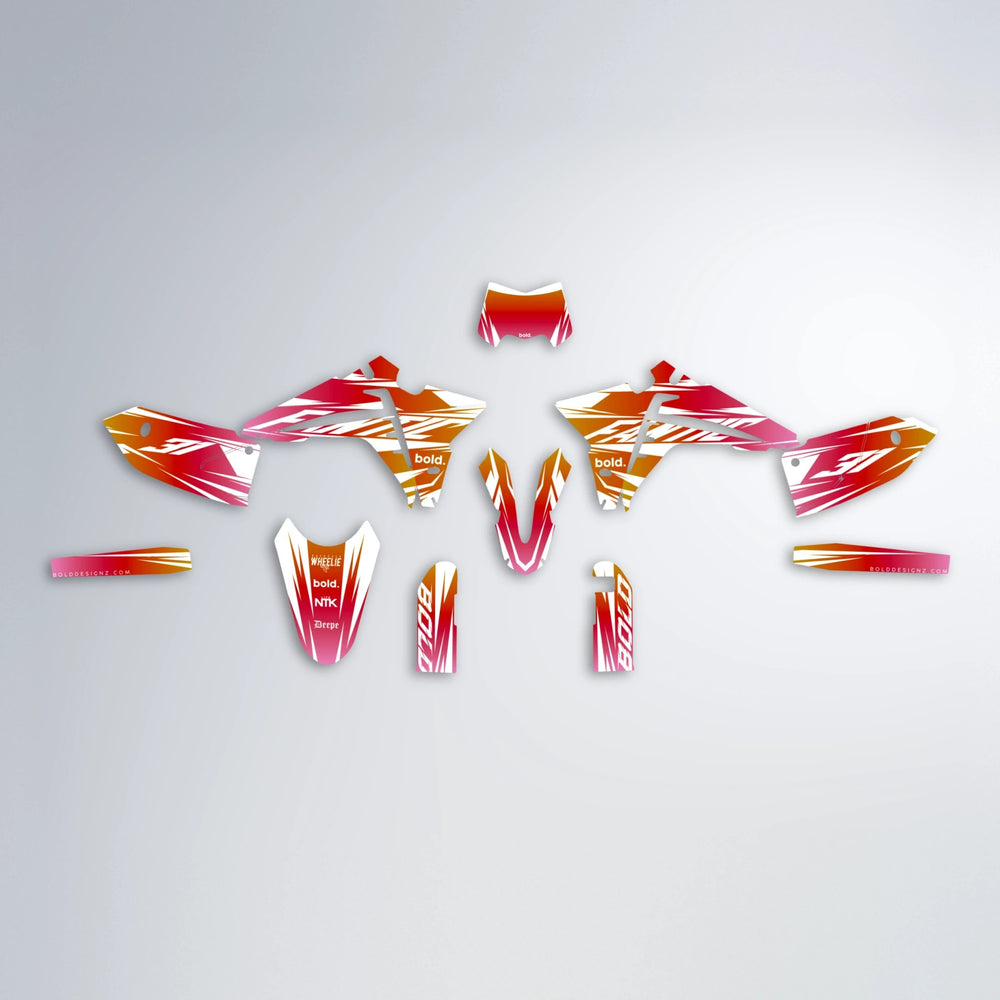 RETRO Fantic graphics kit parts layout in Red